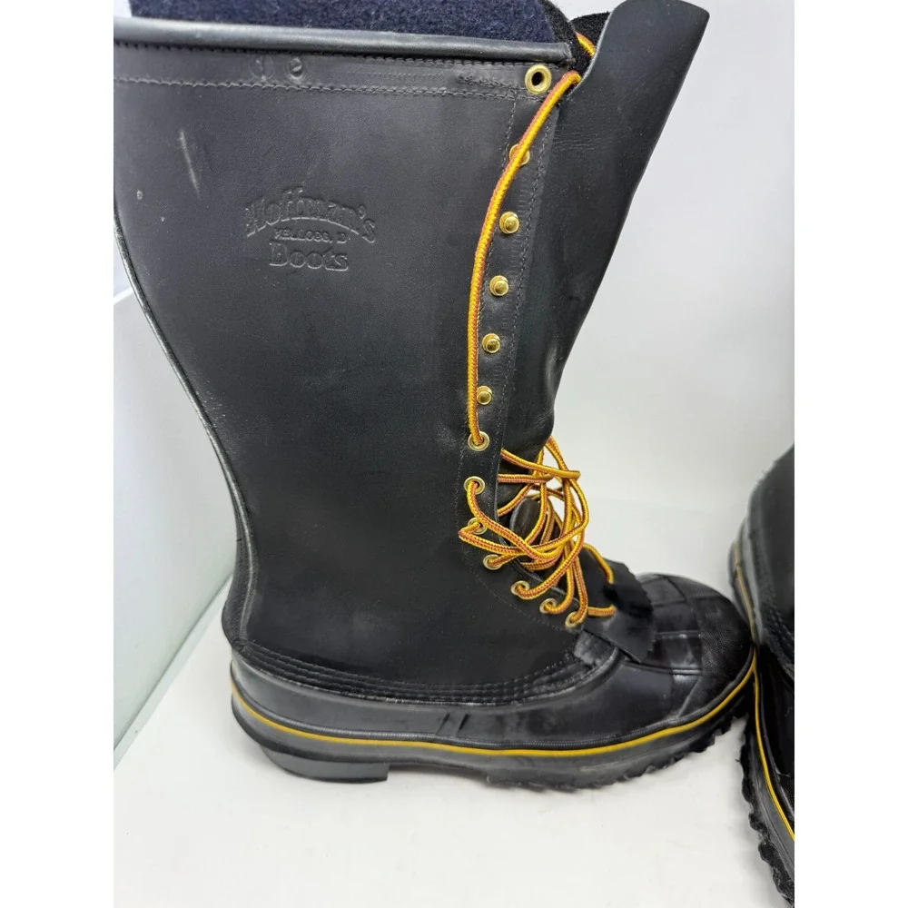 Hoffman LaCrosse Hunting Boots USA Made Size 10 Black Leather Rubber Waterproof